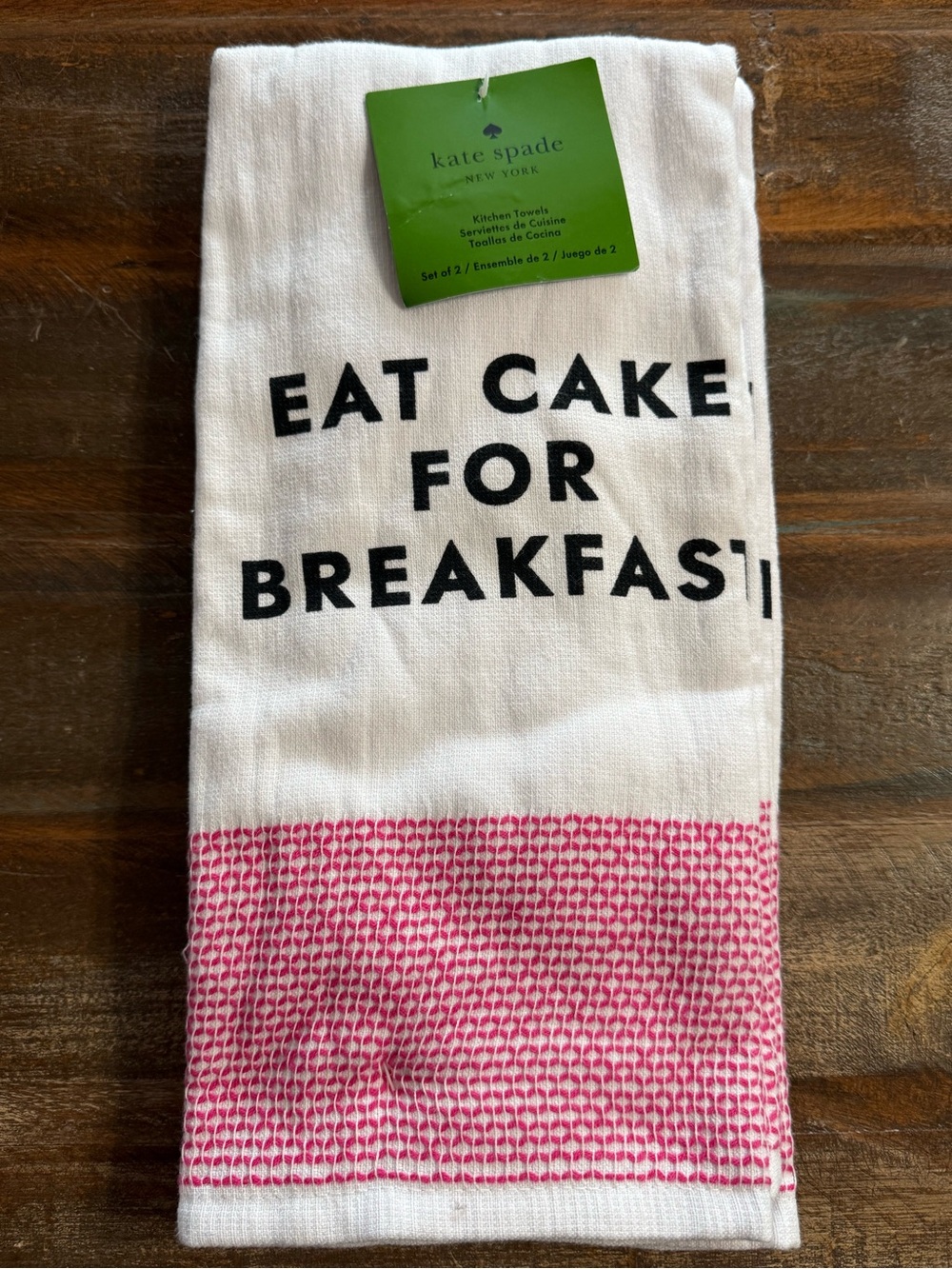 kate spade Eat Cake for Breakfast 100% Cotton Kitchen Towels Set of 2 NWT